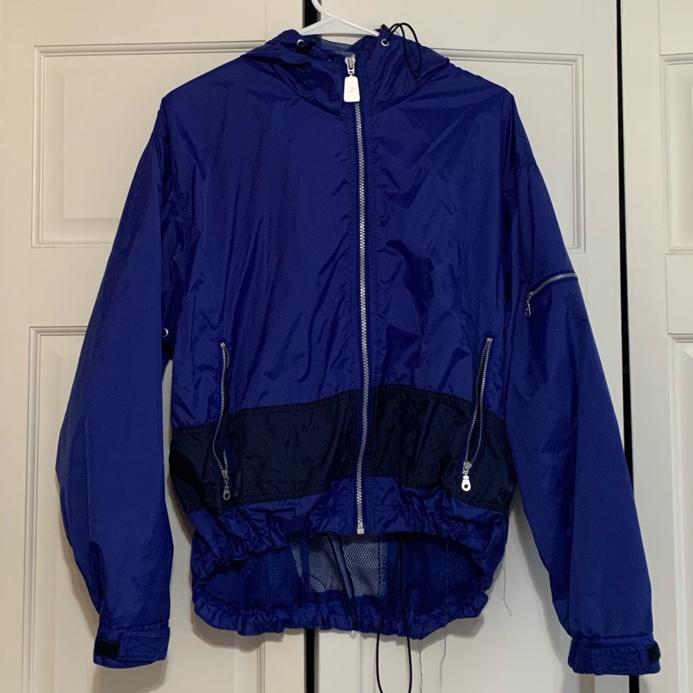 Blue and White Windbreaker/Raincoat Size Medium